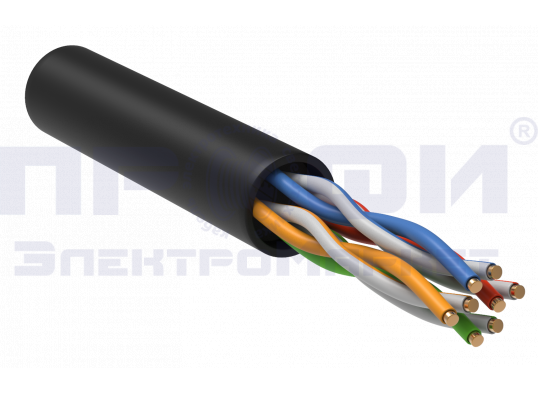 ITK Кабель витая пара U/UTP  кат.5E 4х2х24AWG solid LDPE черн. (305м) РФ LC3-C5E04-139-R