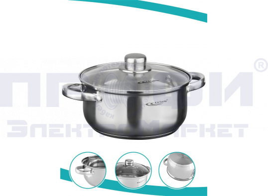 Кастрюля Катунь ГРЕТТА 4.5л d22см стекл кр/нерж сталь /Россия/ Кастрюля Катунь ГРЕТТА 4.5л d22см стекл кр/нерж сталь /Россия/